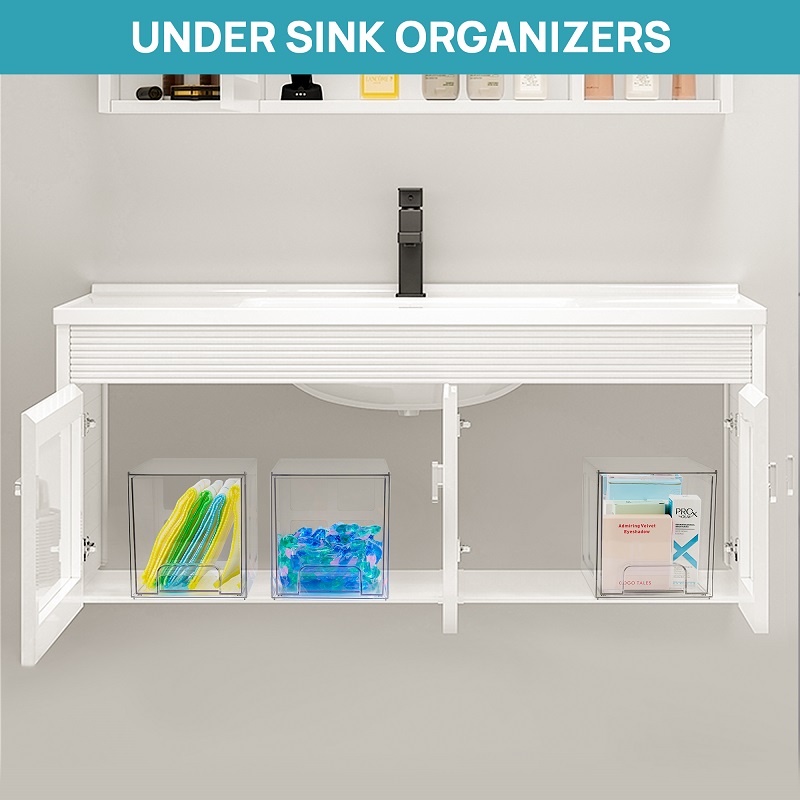 2 Pack Clear Under Sink Organizer and Storage with Under Sink
